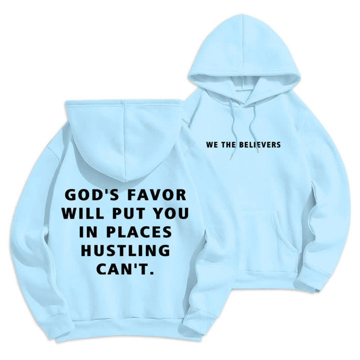 Christianartworkshop Felpa con cappuccio foderata in pile stile streetwear God's Favor - Blu - 2XL - image 21