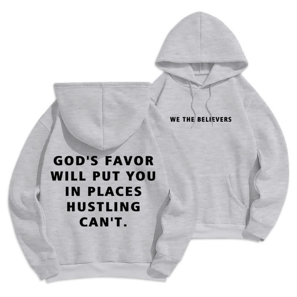 Christianartworkshop Felpa con cappuccio foderata in pile stile streetwear God's Favor - Grigio - 2XL - image 12