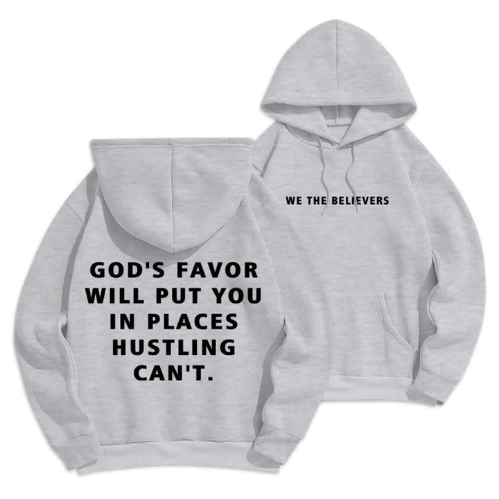 Christianartworkshop Felpa con cappuccio foderata in pile stile streetwear God's Favor - Grigio - 2XL - image 12