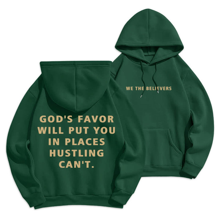 Christianartworkshop Felpa con cappuccio foderata in pile stile streetwear God's Favor - Verde - 2XL - image 9