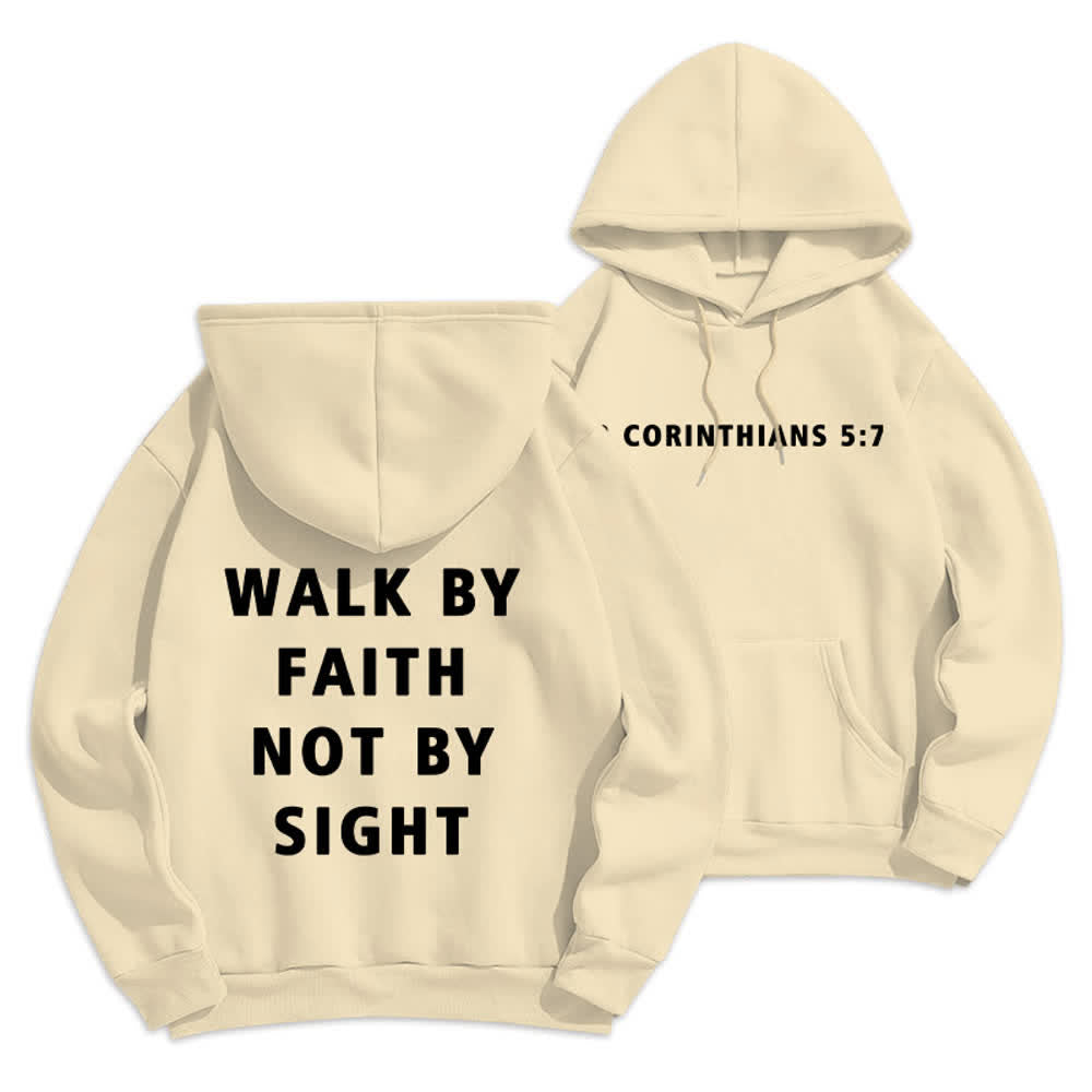 Felpa con cappuccio Christianartworkshop " Cammina per fede, non per vista" - Beige - 2XL - image 9