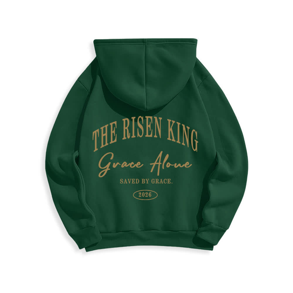 Christianartworkshop Felpa con cappuccio grigio chiaro "The Risen King Grace Alone" - image 19