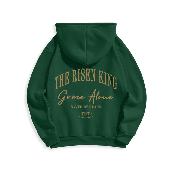 Christianartworkshop Felpa con cappuccio grigio chiaro "The Risen King Grace Alone" - image 19