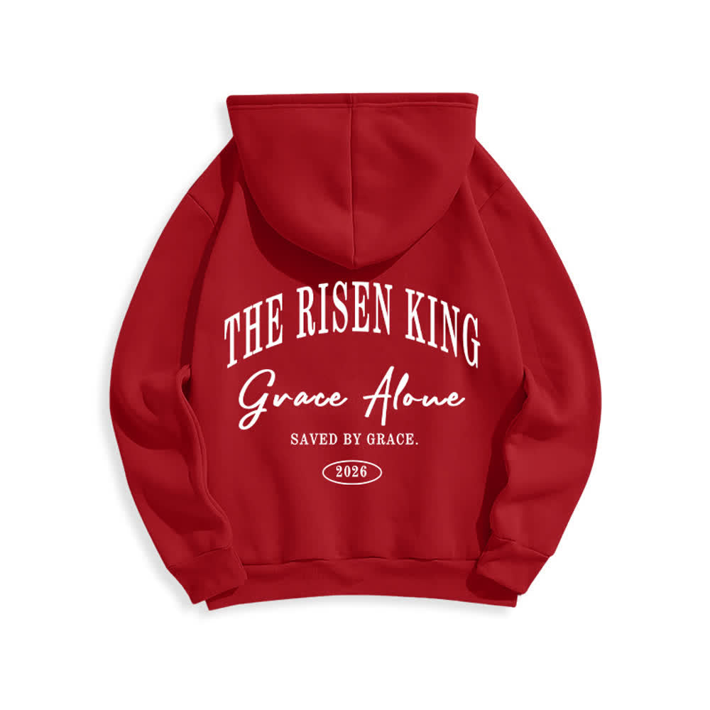 Christianartworkshop Felpa con cappuccio grigio chiaro "The Risen King Grace Alone" - image 13
