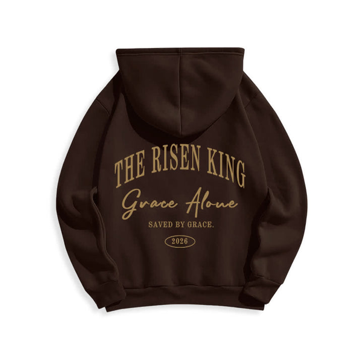 Christianartworkshop Felpa con cappuccio grigio chiaro "The Risen King Grace Alone" - image 16