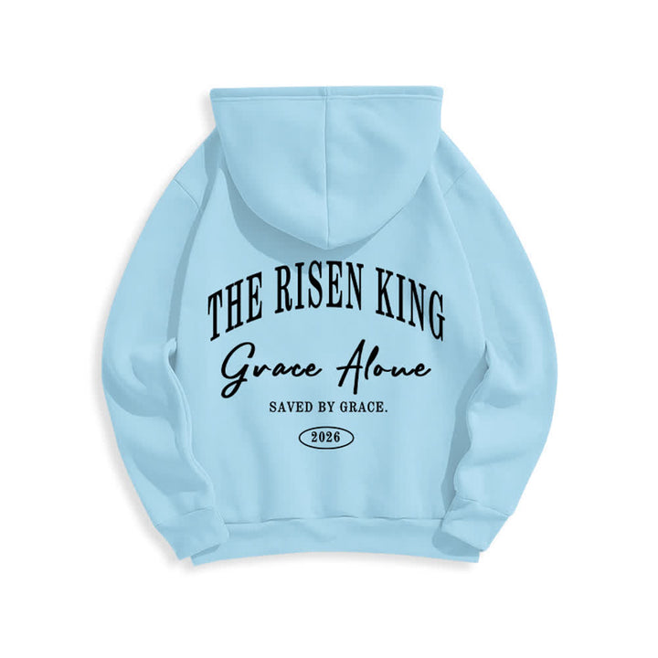 Christianartworkshop Felpa con cappuccio grigio chiaro "The Risen King Grace Alone" - image 1
