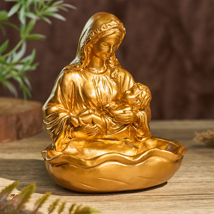 Christianartworkshop Vassoio devozionale da tavolo con la Madonna Bambina: Portatrice di un rifugio celeste incrollabile - image 1