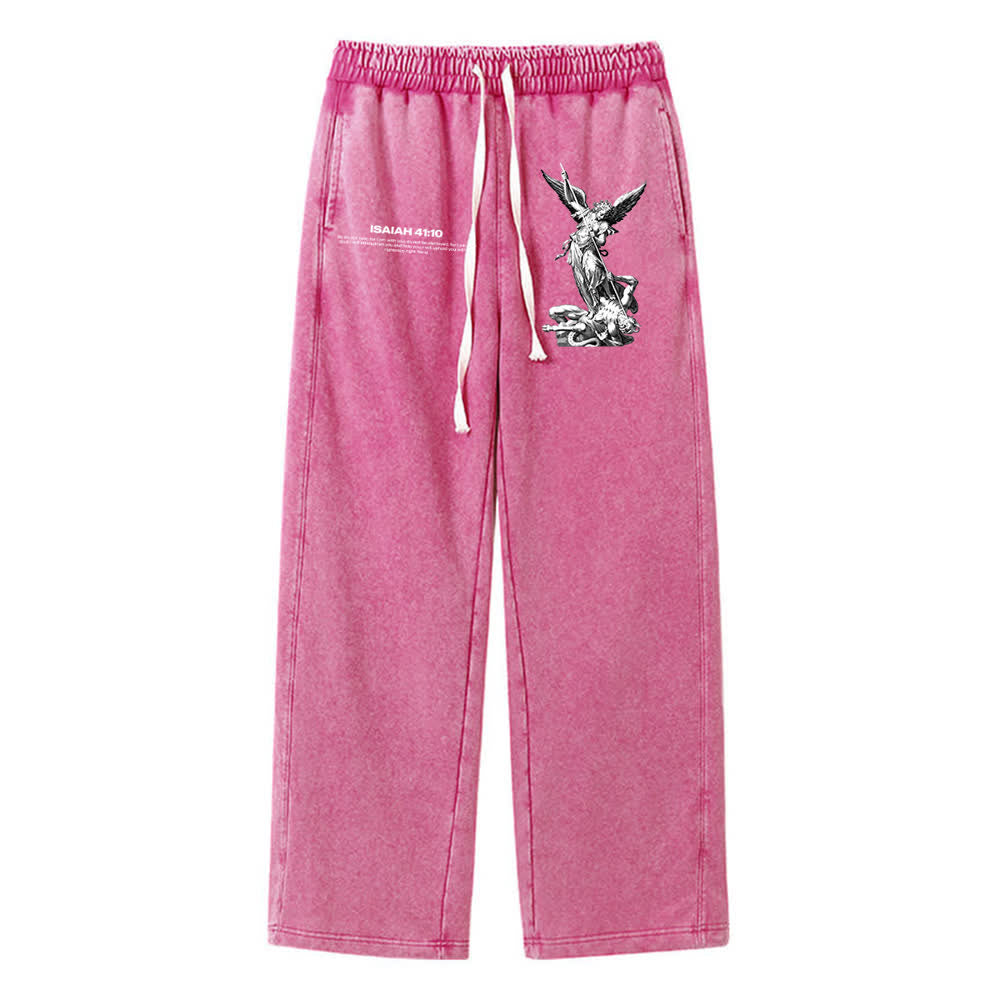 Christianartworkshop Arcangelo Michele Isaia 41:10 Pantaloni della tuta lavati con scritta - Rosa - XL - image 12