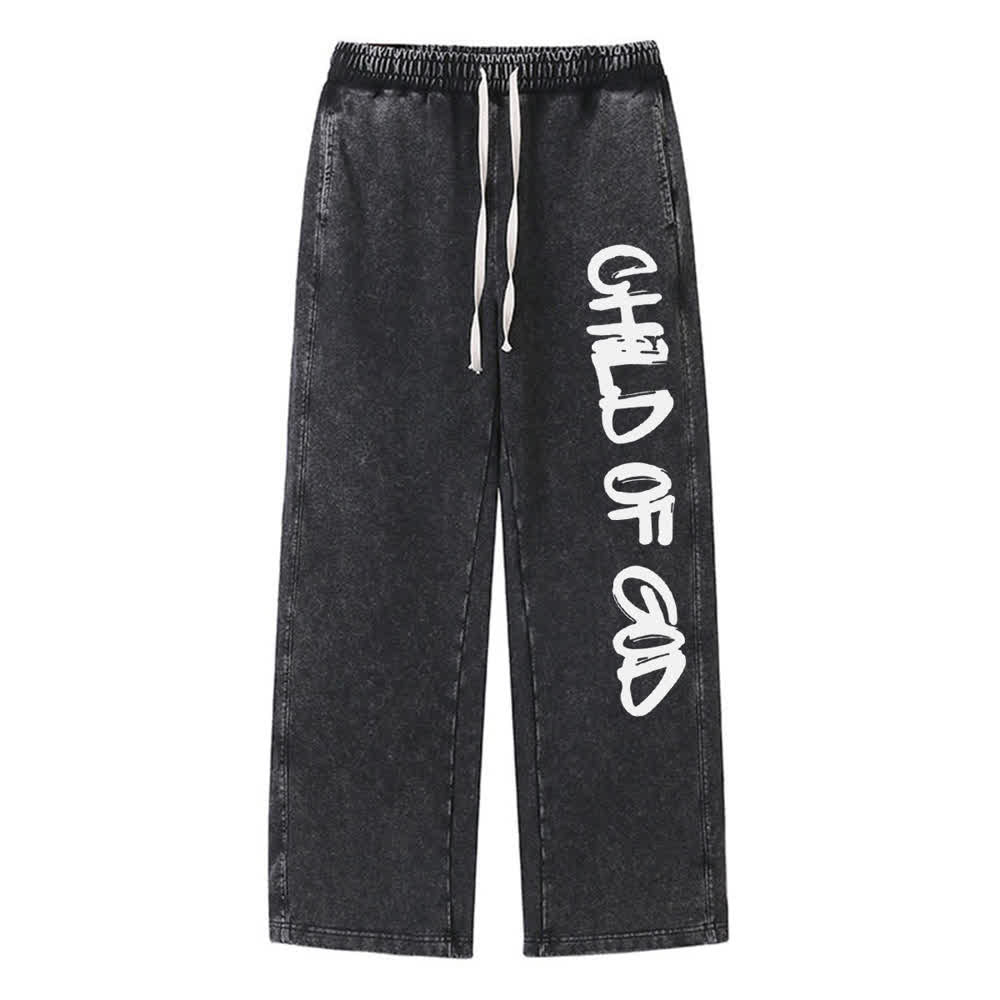 Christianartworkshop Graffiti Child Of God Statement Washed Sweatpants - Nero - XL - image 0