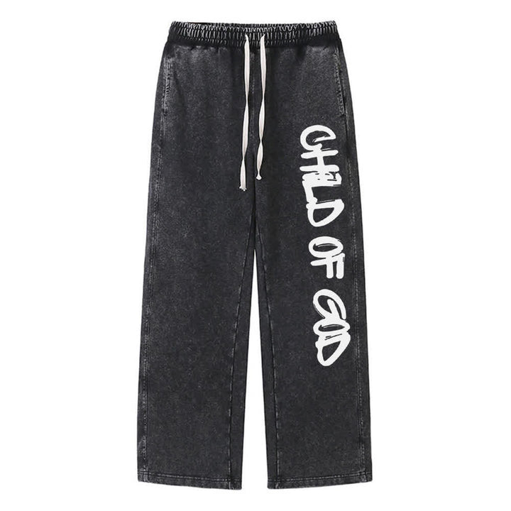 Christianartworkshop Graffiti Child Of God Statement Washed Sweatpants - Nero - XL - image 0