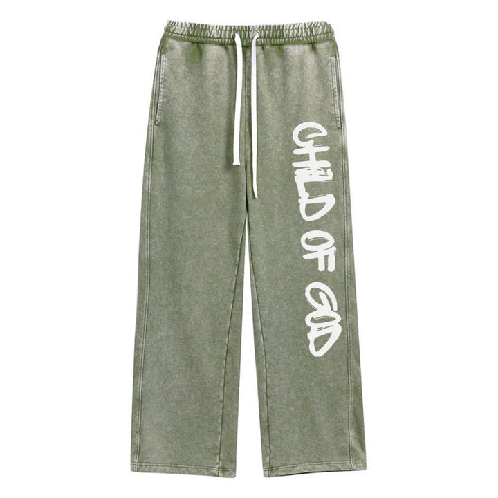 Christianartworkshop Graffiti Child Of God Statement Washed Sweatpants - Verde militare - XL - image 6