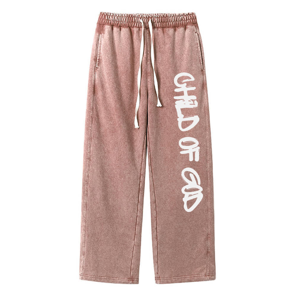 Christianartworkshop Graffiti Child Of God Statement Washed Sweatpants - Marrone - XL - image 9