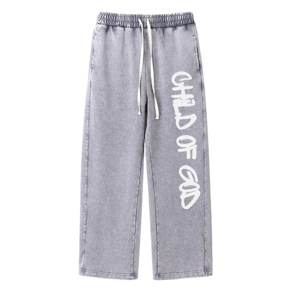 Christianartworkshop Graffiti Child Of God Statement Washed Sweatpants - Grigio - XL - image 3