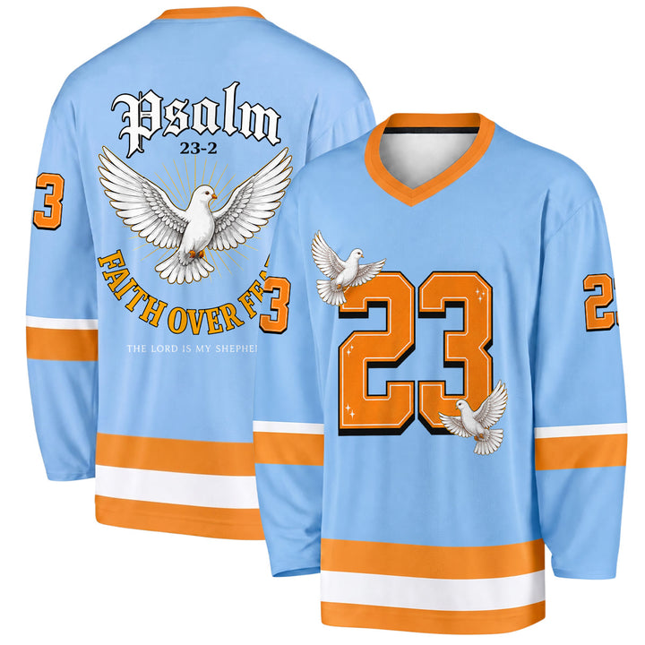 Christianartworkshop Maglia da hockey a maniche lunghe con la scritta "Fede contro la paura" e il Salmo 23. - 5XL - image 0