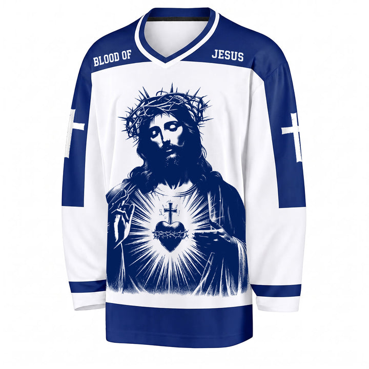 Christianartworkshop Maglia da hockey a maniche lunghe con il Sacro Cuore e il Sangue di Gesù  - image 5