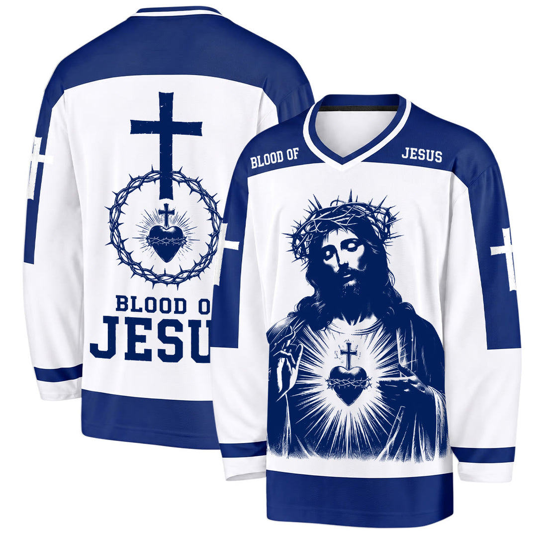 Christianartworkshop Maglia da hockey a maniche lunghe con il Sacro Cuore e il Sangue di Gesù  - 5XL - image 0