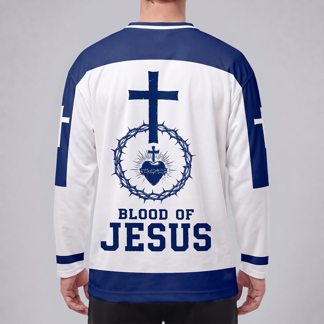 Christianartworkshop Maglia da hockey a maniche lunghe con il Sacro Cuore e il Sangue di Gesù  - image 4