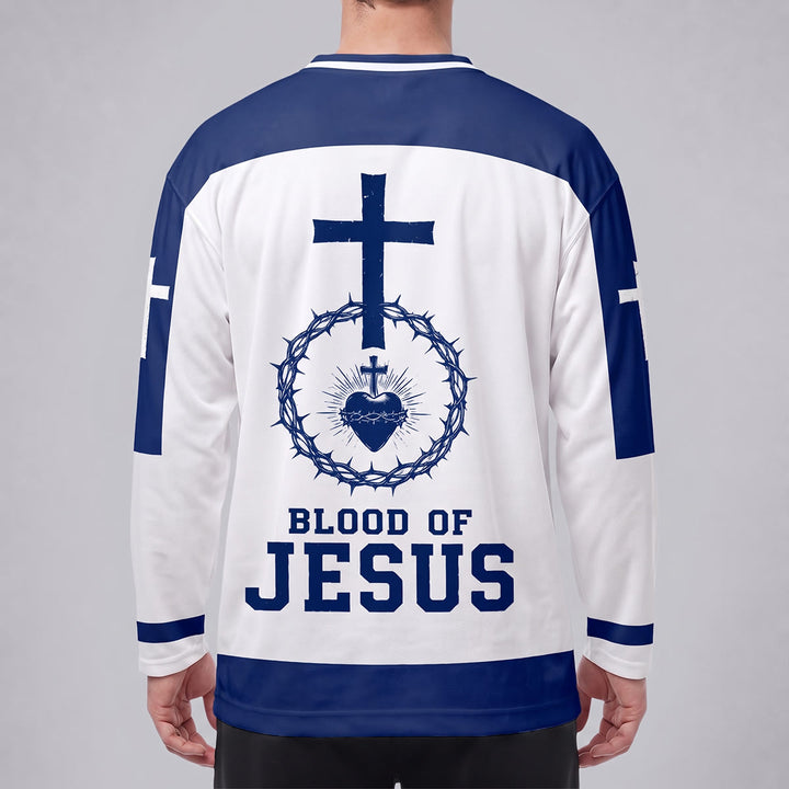Christianartworkshop Maglia da hockey a maniche lunghe con il Sacro Cuore e il Sangue di Gesù  - image 4