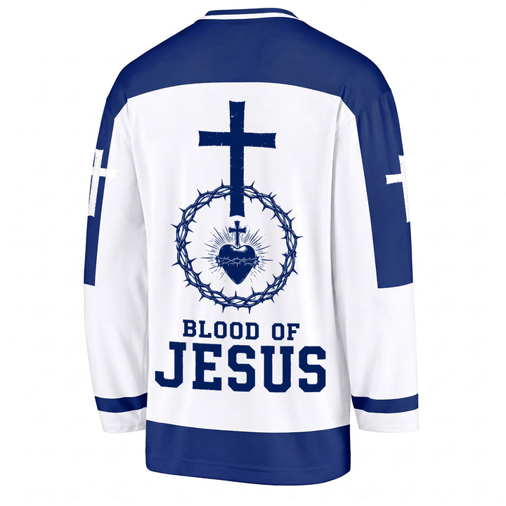 Christianartworkshop Maglia da hockey a maniche lunghe con il Sacro Cuore e il Sangue di Gesù  - image 6
