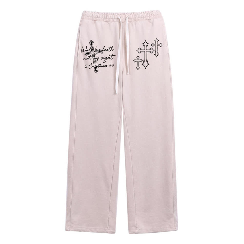 Christianartworkshop Scripture Walk By Faith Ornate Cross Statement Washed Sweatpants - Albicocca - XL - image 15
