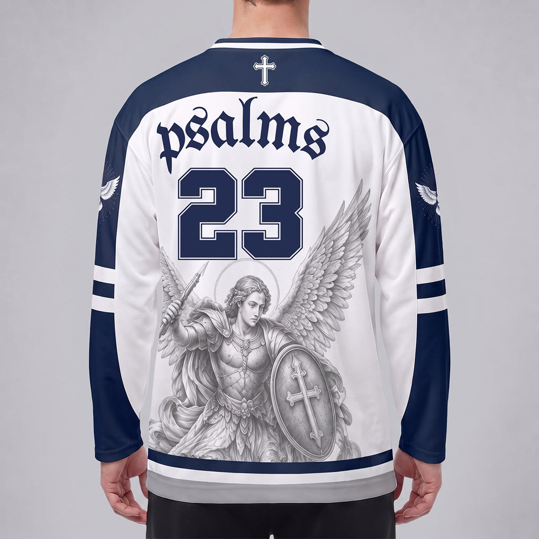 Christianartworkshop Maglia da hockey a maniche lunghe "Salmo 23 San Michele Guerriero della Fede" - image 4