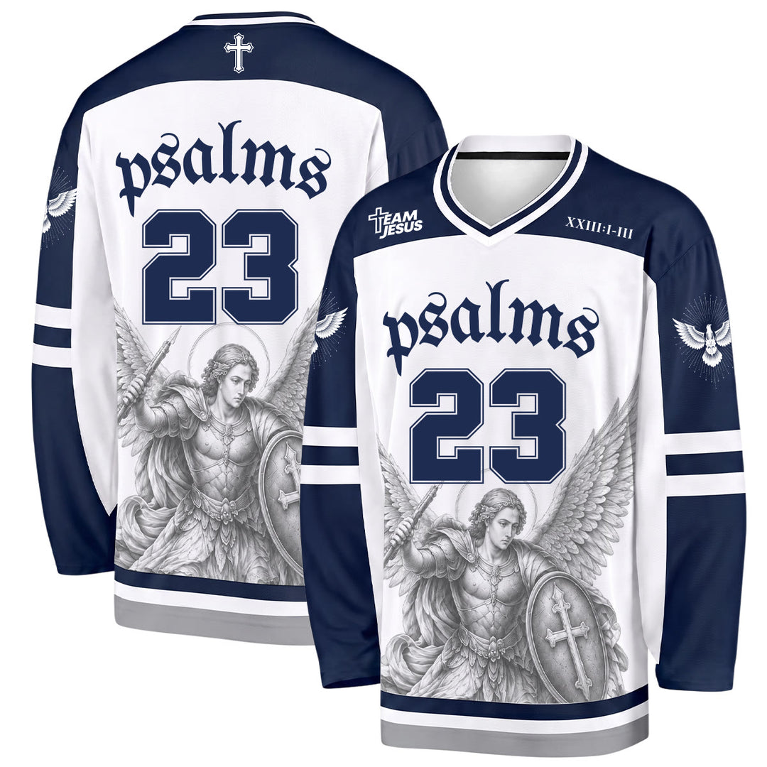 Christianartworkshop Maglia da hockey a maniche lunghe "Salmo 23 San Michele Guerriero della Fede" - 5XL - image 0