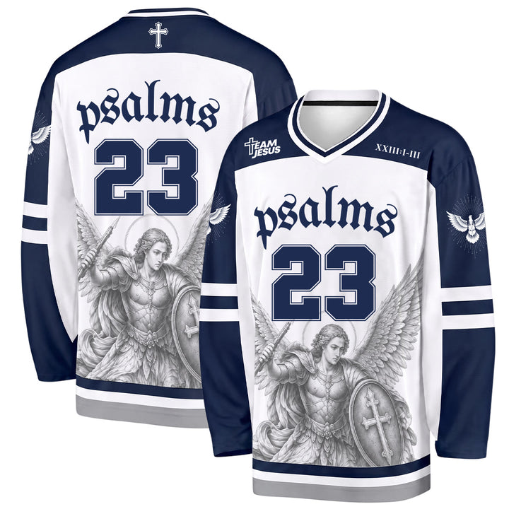 Christianartworkshop Maglia da hockey a maniche lunghe "Salmo 23 San Michele Guerriero della Fede" - 5XL - image 0
