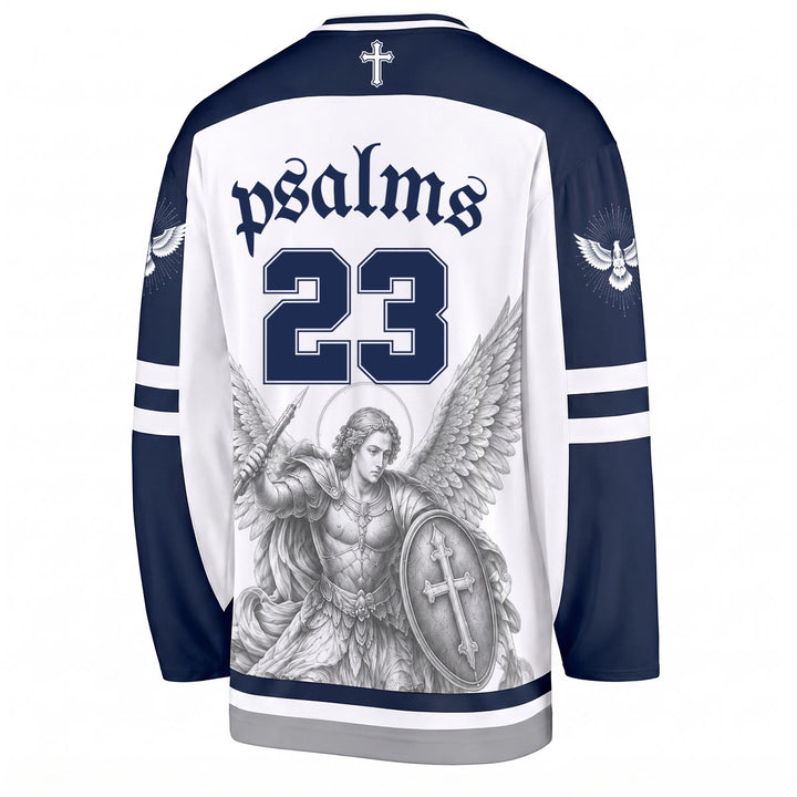 Christianartworkshop Maglia da hockey a maniche lunghe "Salmo 23 San Michele Guerriero della Fede" - image 2