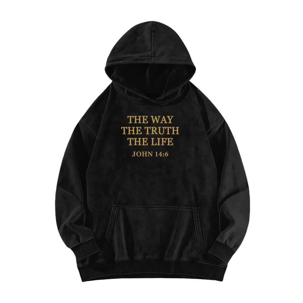 Christianartworkshop Felpa con cappuccio vintage lavata "The Way The Truth The Life" - Nero - 5XL - image 0