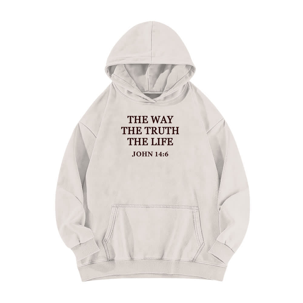 Christianartworkshop Felpa con cappuccio vintage lavata "The Way The Truth The Life" - Bianco - 5XL - image 1