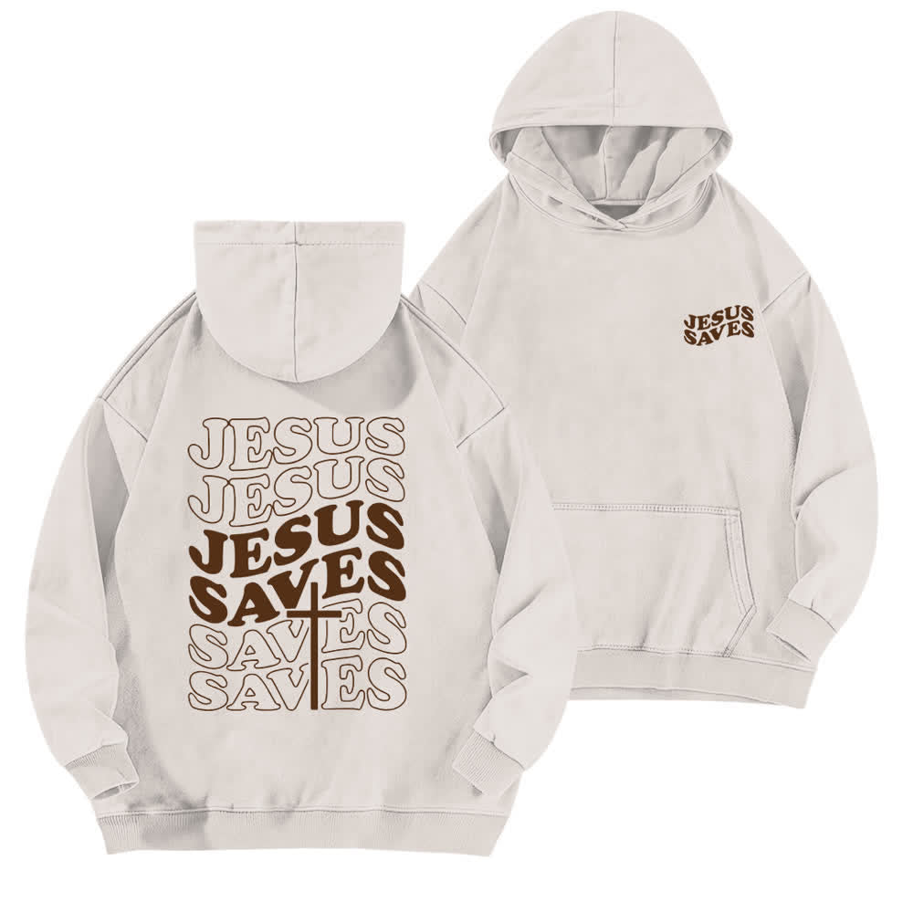 Christianartworkshop Felpa con cappuccio lavata con stampa vintage "Jesus Saves" sul retro. - Bianco - 5XL - image 0