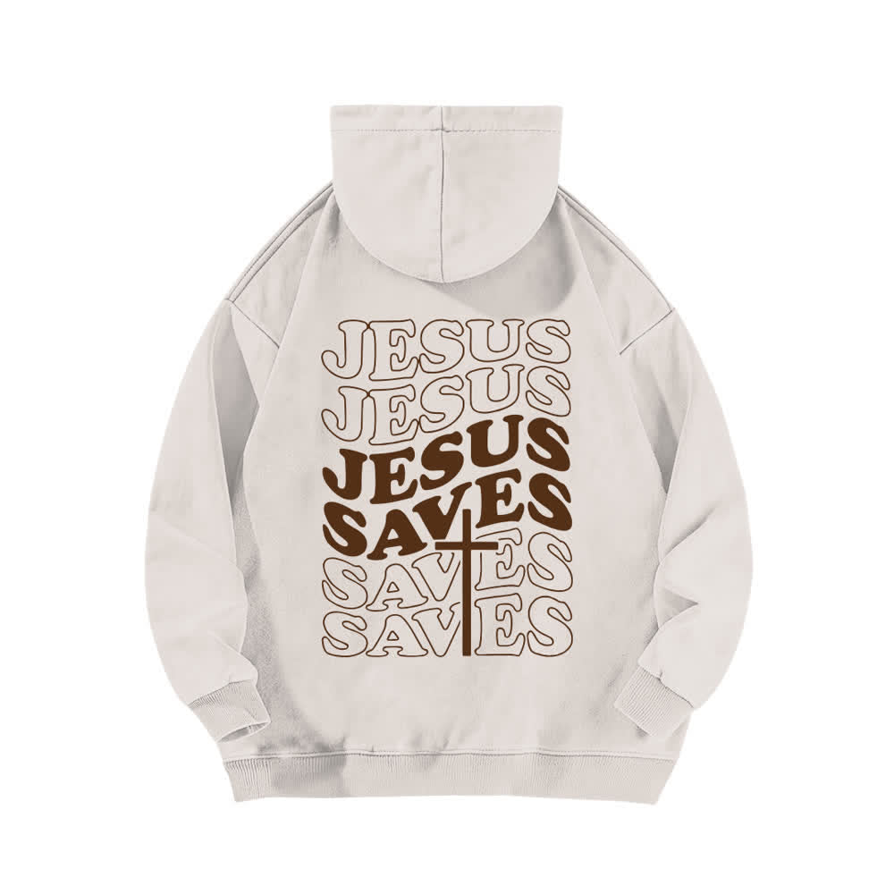 Christianartworkshop Felpa con cappuccio lavata con stampa vintage "Jesus Saves" sul retro. - image 1