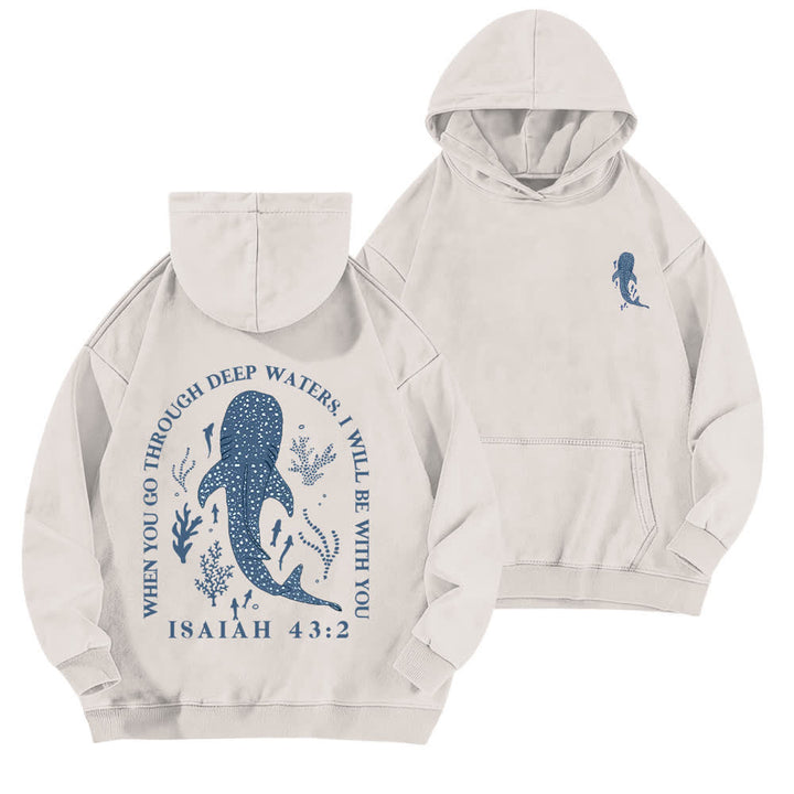 Christianartworkshop Acque profonde Isaia 43:2 Squalo balena con cappuccio lavato - Bianco - 5XL - image 0
