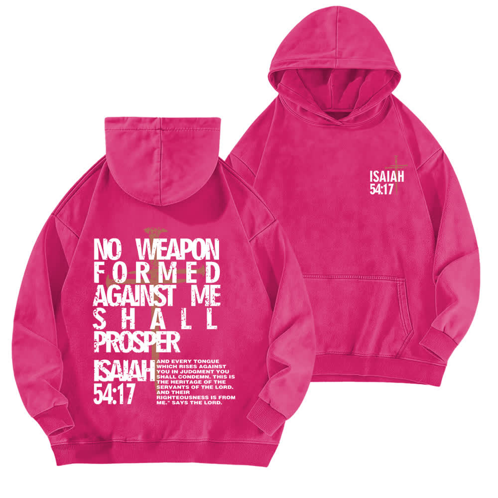 Christianartworkshop Felpa con cappuccio lavata "Nessuna arma forgiata contro di me" - Rosa - 5XL - image 15