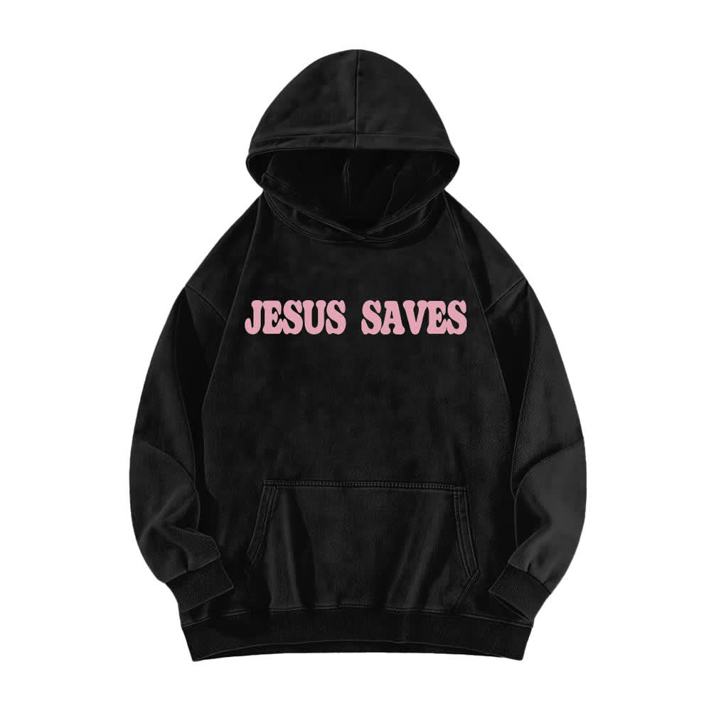 Christianartworkshop Felpa con cappuccio lavata "Jesus Saves Good News" (fronte e retro) - image 2