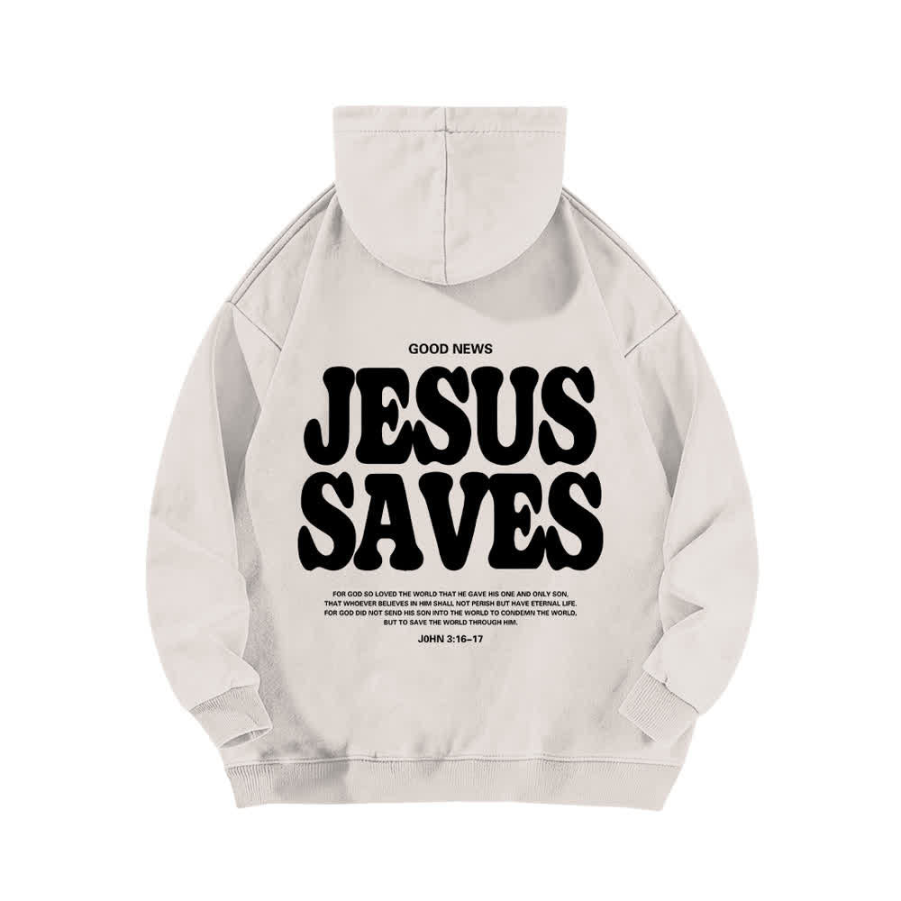 Christianartworkshop Felpa con cappuccio lavata "Jesus Saves Good News" (fronte e retro) - image 13