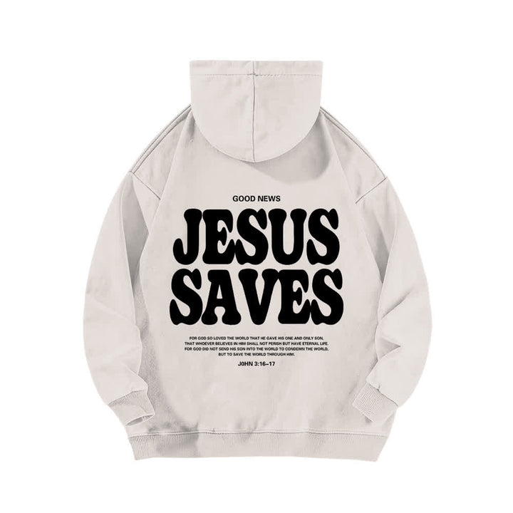 Christianartworkshop Felpa con cappuccio lavata "Jesus Saves Good News" (fronte e retro) - image 13