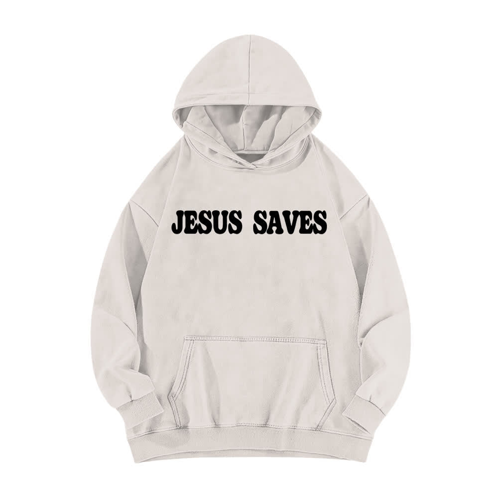Christianartworkshop Felpa con cappuccio lavata "Jesus Saves Good News" (fronte e retro) - image 14