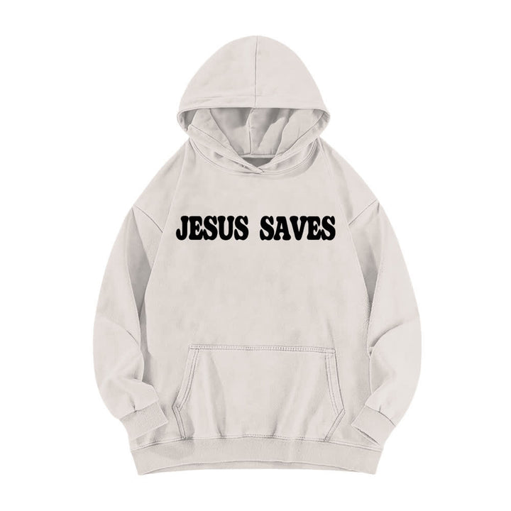 Christianartworkshop Felpa con cappuccio lavata "Jesus Saves Good News" (fronte e retro) - image 14