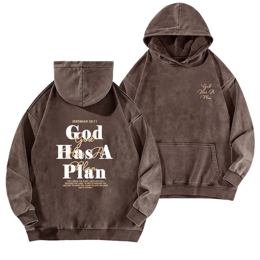 Christianartworkshop Dio ha un piano Felpa con cappuccio vintage marrone lavato - Marrone - 5XL - image 0