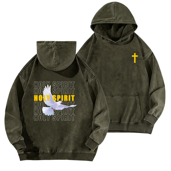 Christianartworkshop Felpa oversize nera lavata con grafica della colomba dello Spirito Santo - Verde militare - 5XL - image 6