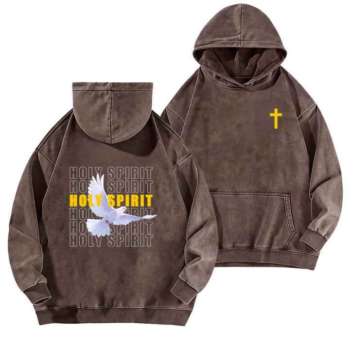 Christianartworkshop Felpa oversize nera lavata con grafica della colomba dello Spirito Santo - Marrone - 5XL - image 12