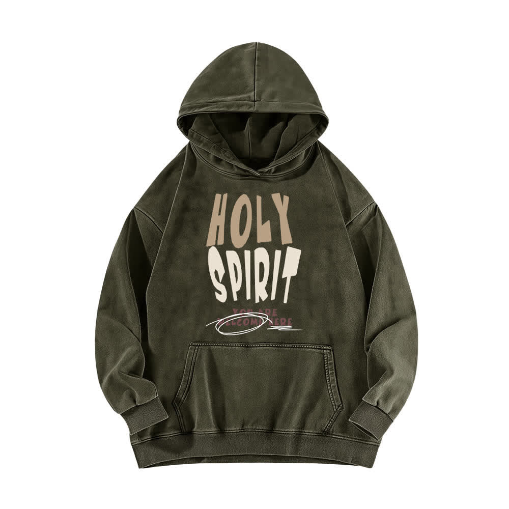 Christianartworkshop Felpa con cappuccio Holy Spirit Vintage Streetwear, lavata - Verde militare - 5XL - image 0