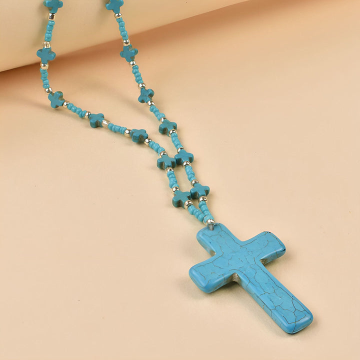 Christianartworkshop Collana con croce venata di grande effetto: simbolo di benedizione celeste - Attraverso - image 0