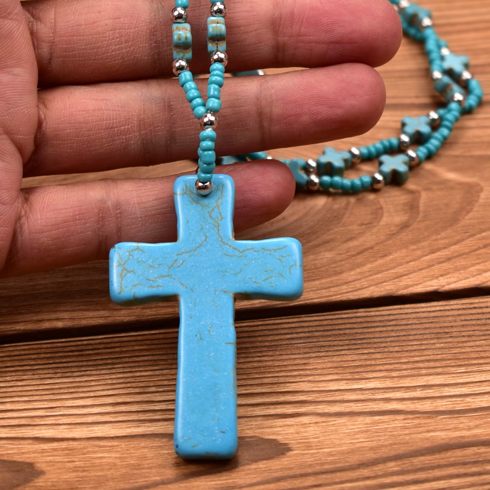 Christianartworkshop Collana con croce venata di grande effetto: simbolo di benedizione celeste - image 3