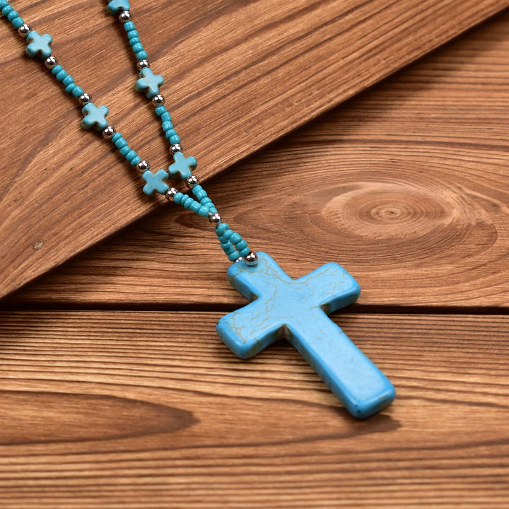 Christianartworkshop Collana con croce venata di grande effetto: simbolo di benedizione celeste - image 1