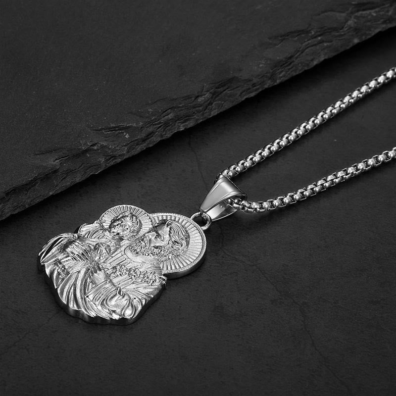 Christianartworkshop Collana con ciondolo a medaglione di San Giuseppe inciso: simbolo della costante cura divina. - image 3