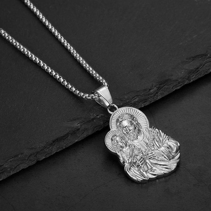 Christianartworkshop Collana con ciondolo a medaglione di San Giuseppe inciso: simbolo della costante cura divina. - Argento - image 2