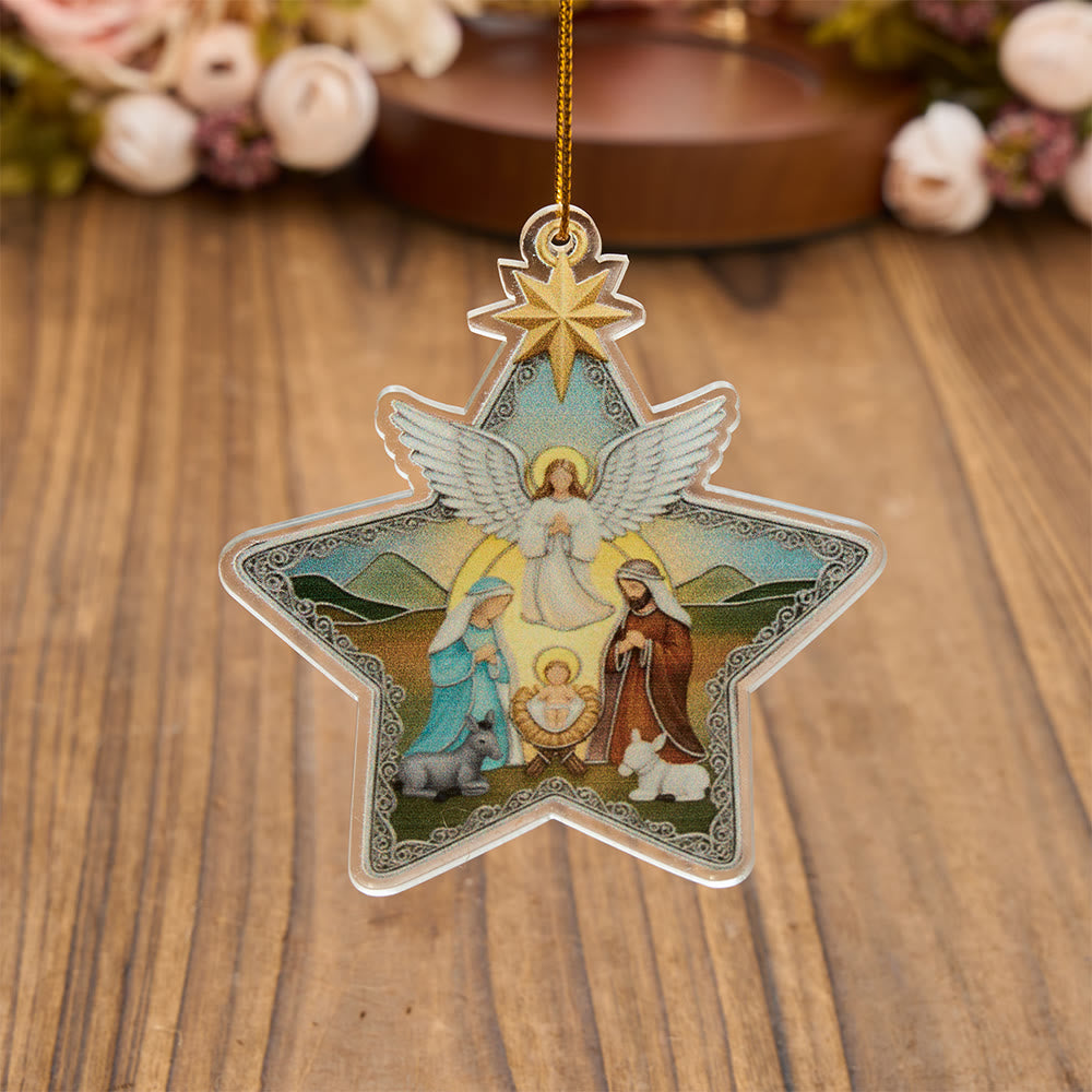 Christianartworkshop Ornamento acrilico con la stella della Madonna e della Sacra Famiglia: emblema della tenera misericordia celeste. - Nostra Signora e la Sacra Famiglia - image 0