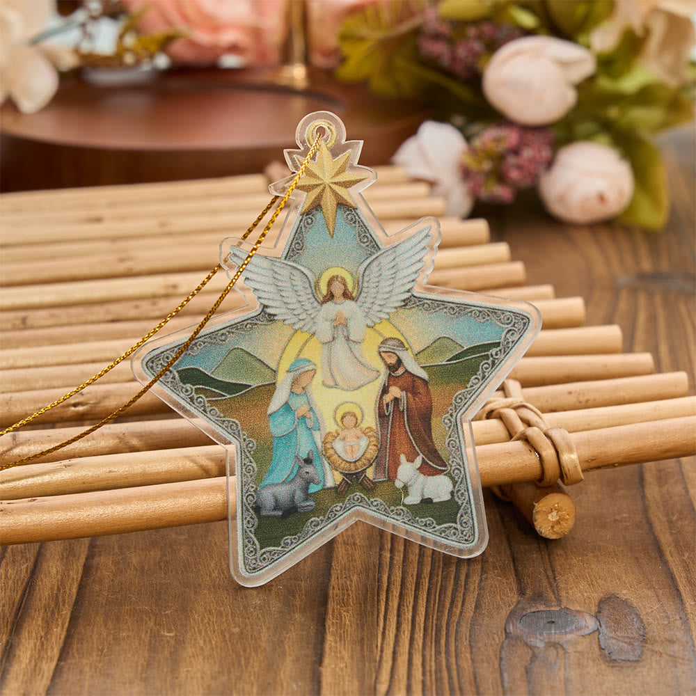 Christianartworkshop Ornamento acrilico con la stella della Madonna e della Sacra Famiglia: emblema della tenera misericordia celeste. - image 1